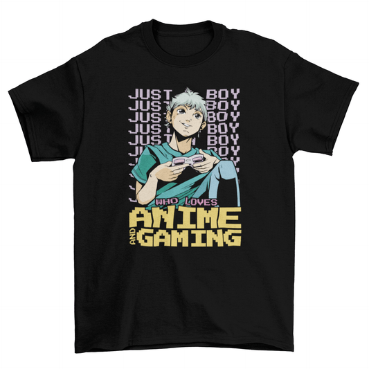 Anime boy playing video games T-shirt - Animezing